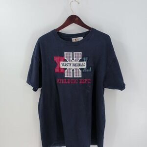 Vintage Embassy Varsity Originals Athletic Dept. T-Shirt Navy Blue Size XL